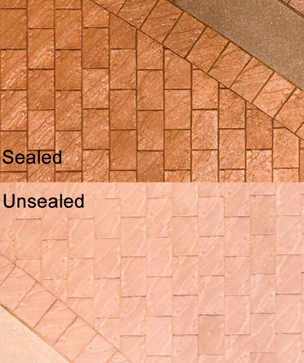 Comparison of sealed and unsealed stone tiles using the Glaze n Seal Enhanced Look Paver Sealer Locks-In Sand Joints