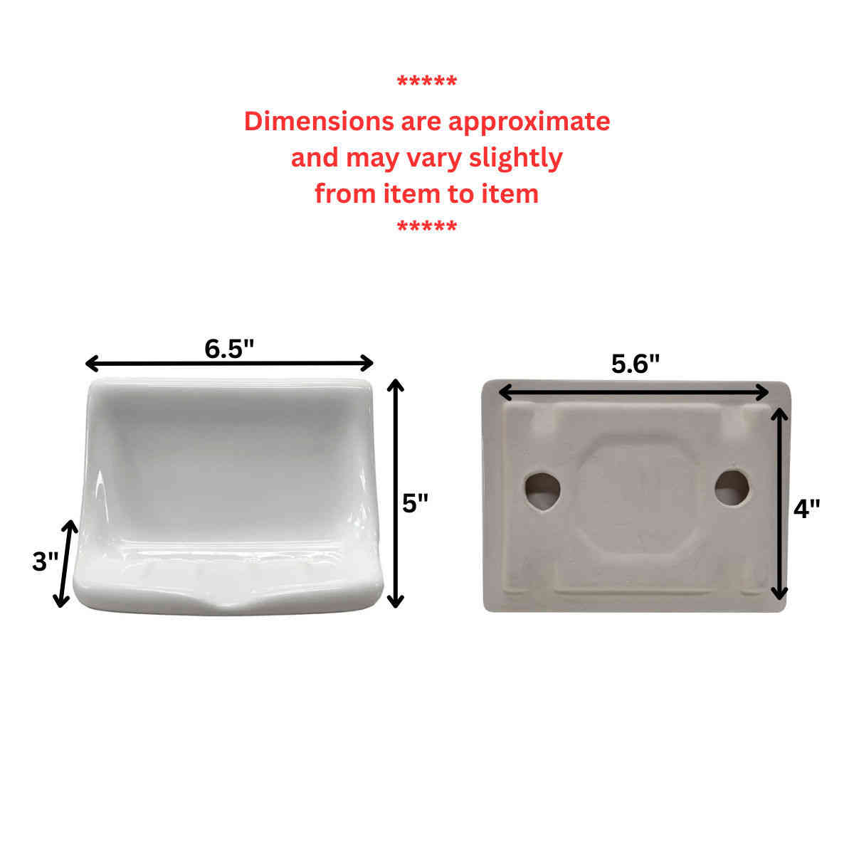 SereneDrains Ceramic Soap Dish Bar Holder Shower Wall Mount Tray - Sketch