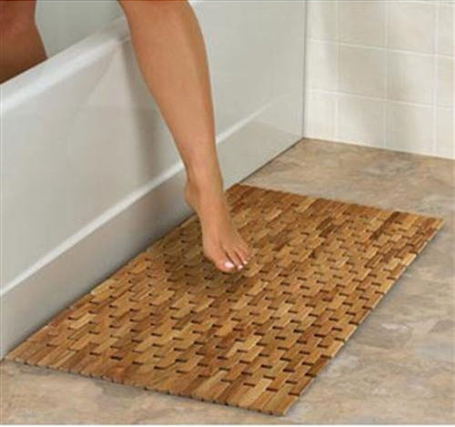 Premium Hand-Woven Outdoor Teak Wood Rug 34x20