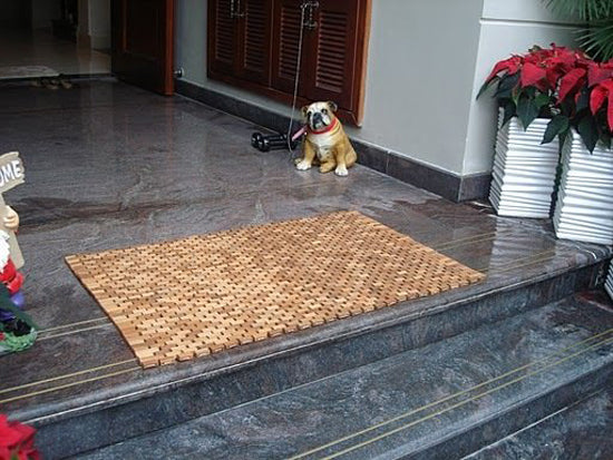 Premium Hand-Woven Outdoor Teak Wood Rug 34x20