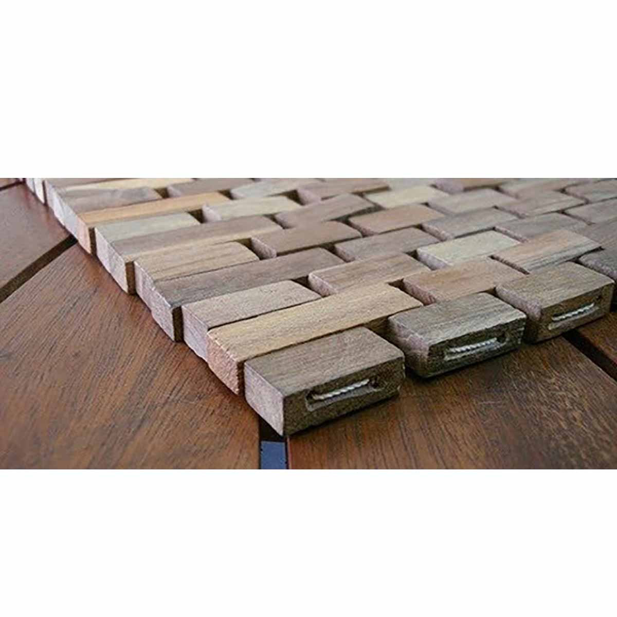 Premium Hand-Woven Outdoor Teak Wood Rug 34x20