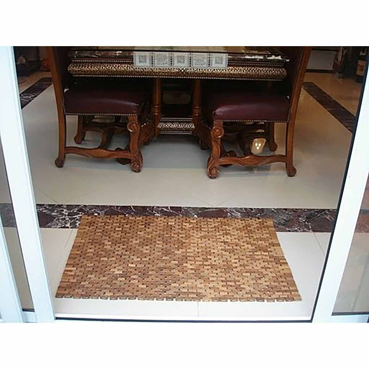 Premium Hand-Woven Outdoor Teak Wood Rug 34x20