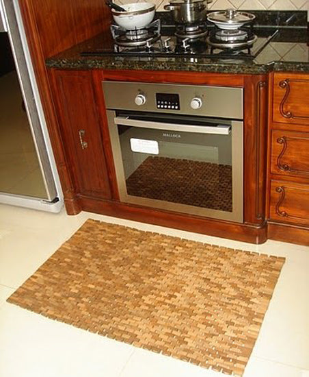 Premium Hand-Woven Outdoor Teak Wood Rug 34x20