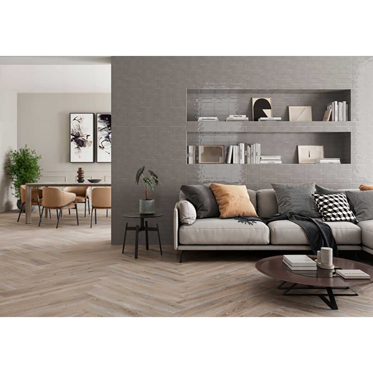 Glossy stone ceramic subway tile with handcrafted Spanish artisan detailing