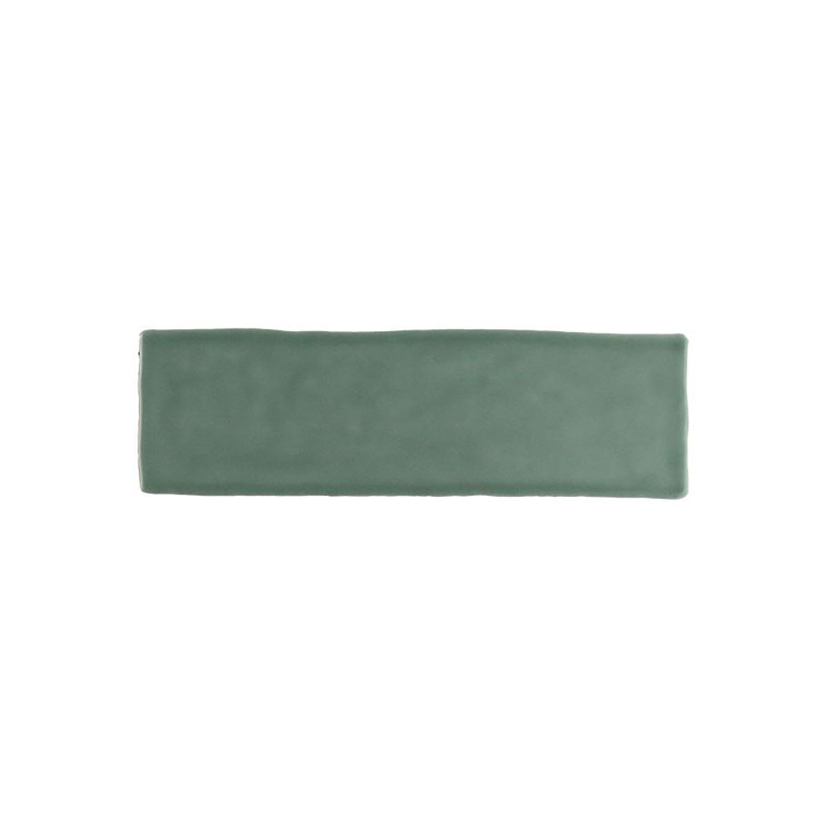 Glossy green ceramic wall tile with handcrafted Spanish artisan character