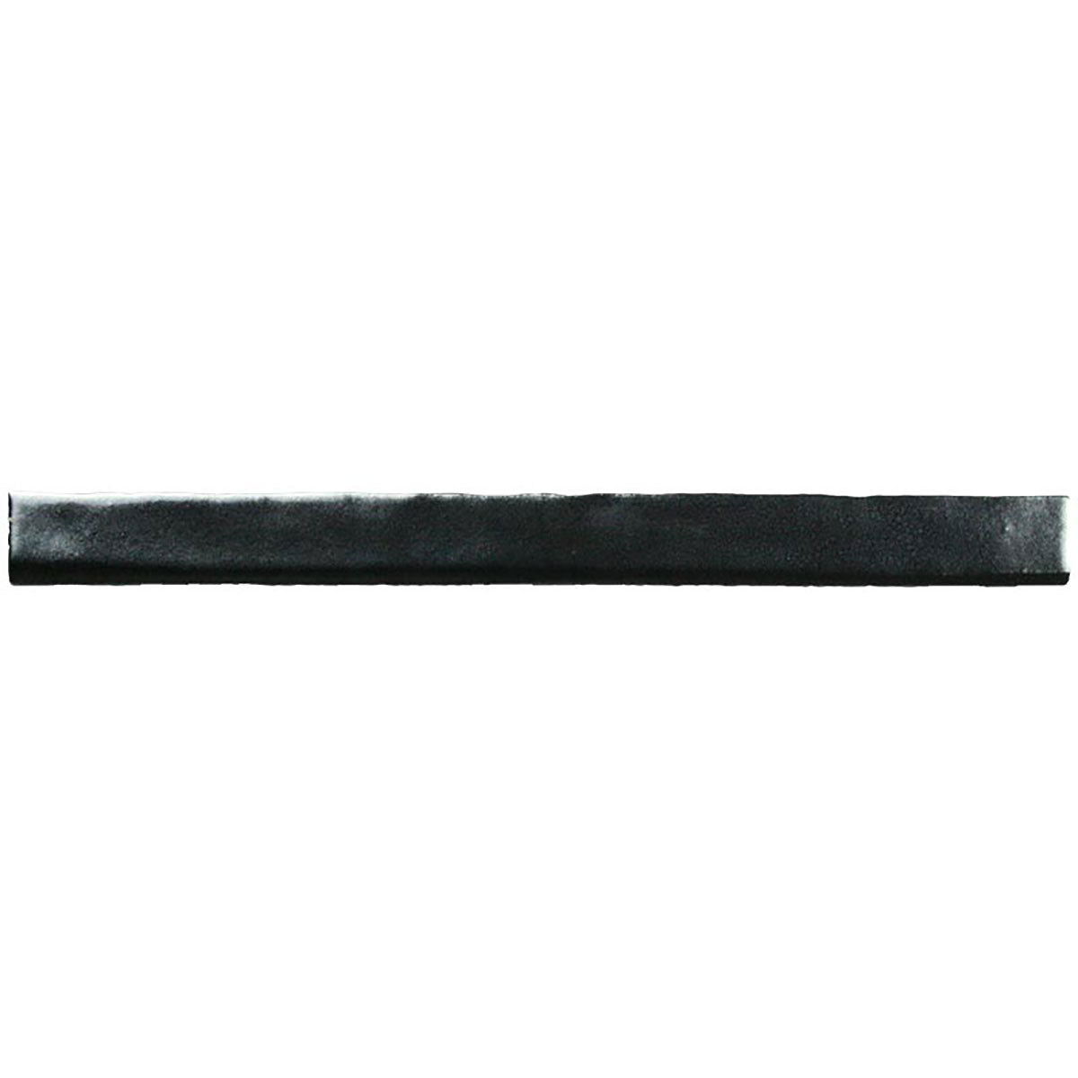 Glossy metallic silver ceramic bullnose trim tile with handcrafted Spanish artisan detailing