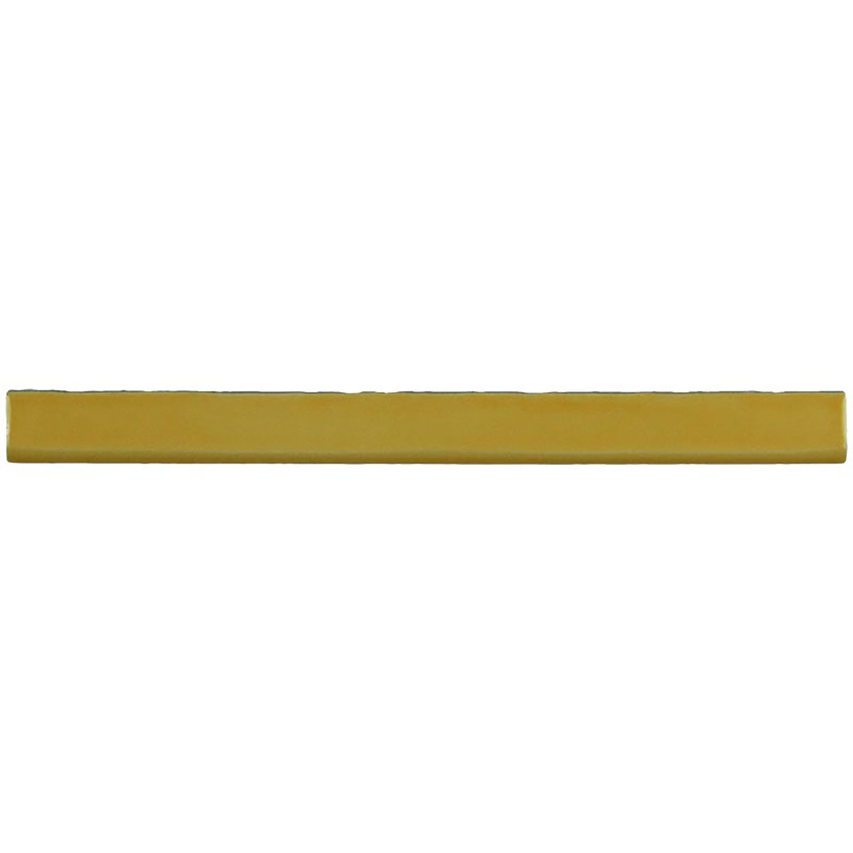 Glossy yellow ceramic bullnose trim tile with handcrafted Spanish artisan detailing