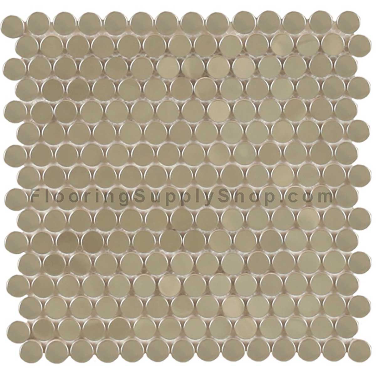 Penny Rounds are made of a metal cappin glued onto a porcelain tile body.