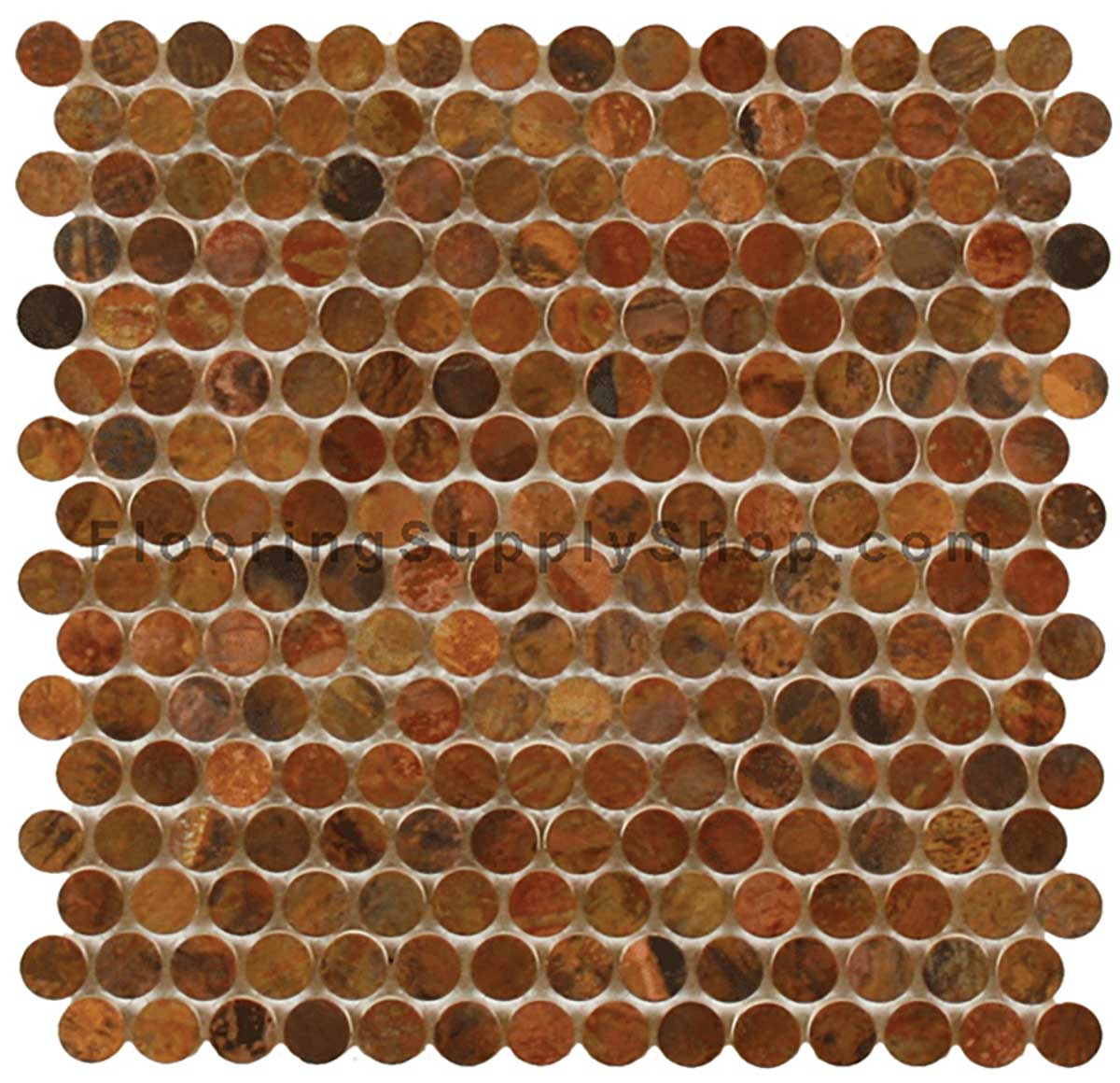 Mosaics Metal Tile Penny Round Antique Copper
