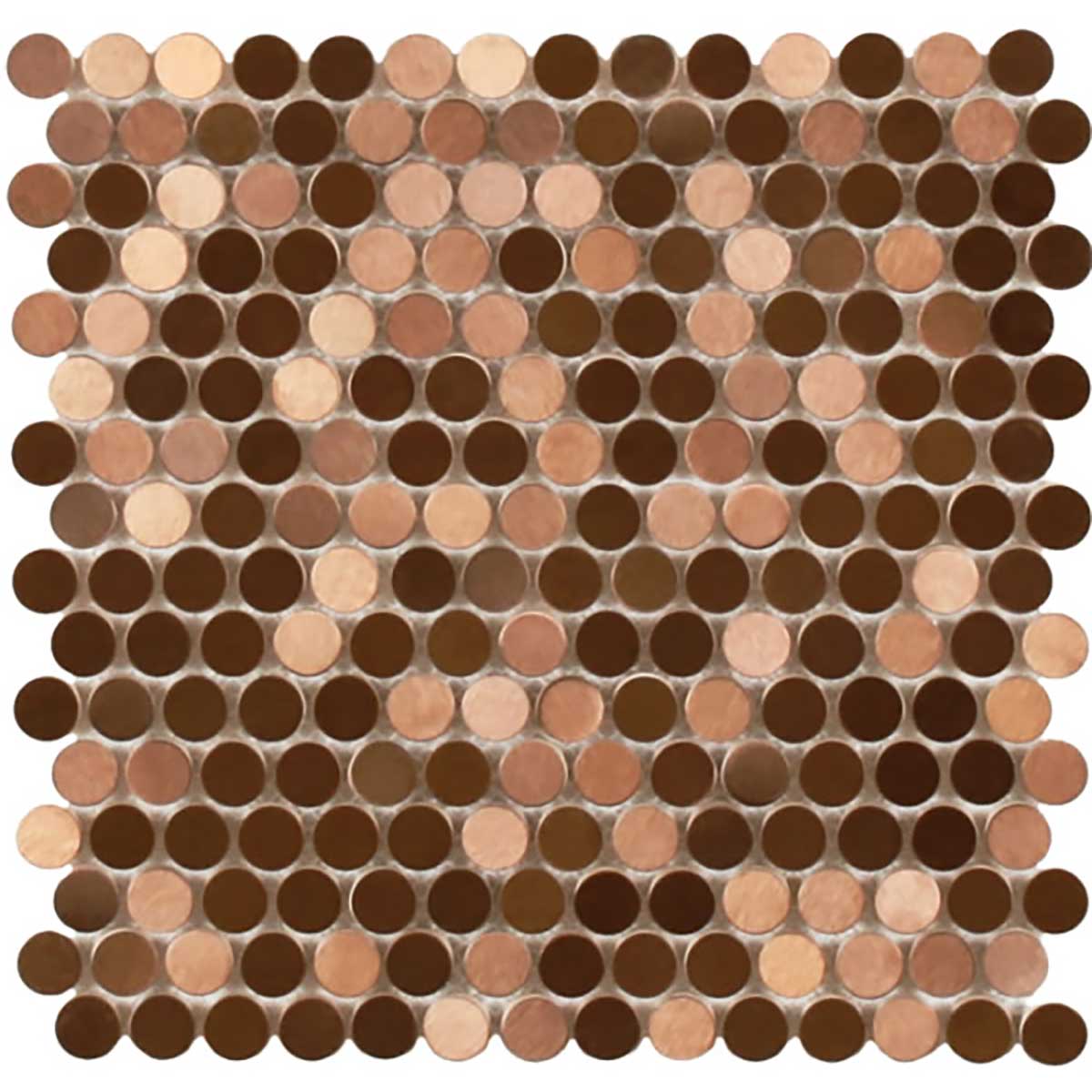 Mosaics Metal Tile Penny Round Brushed Copper