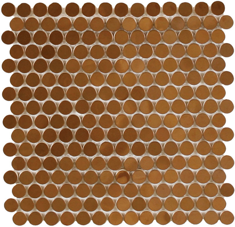 Mosaics Metal Tile Penny Round Polished Copper