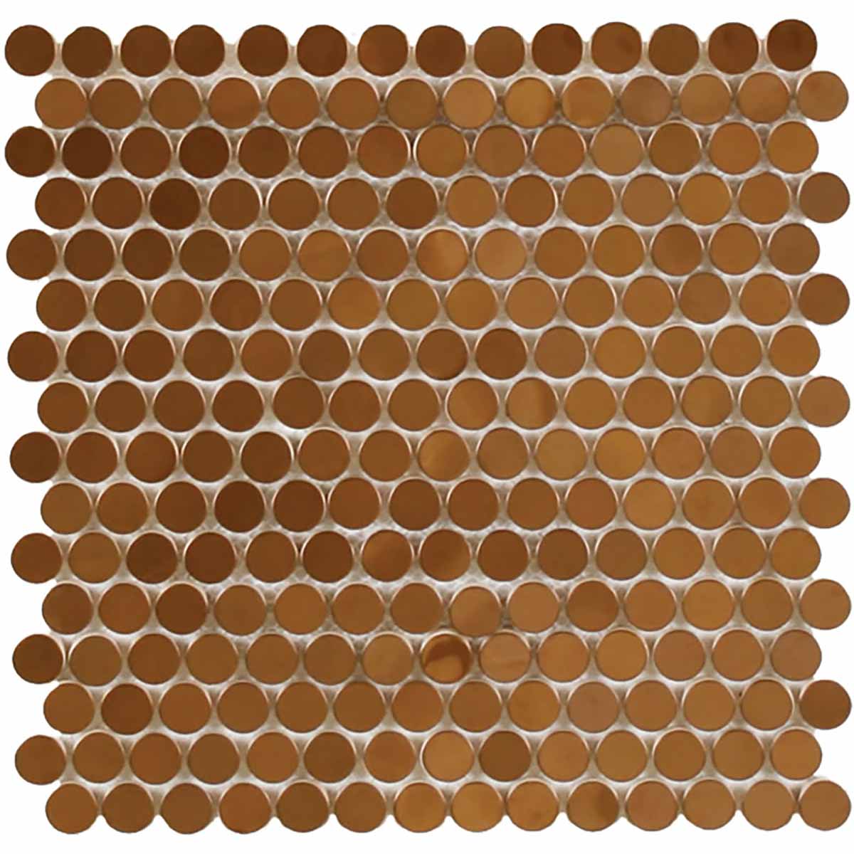 Mosaics Metal Tile Penny Round Polished Copper