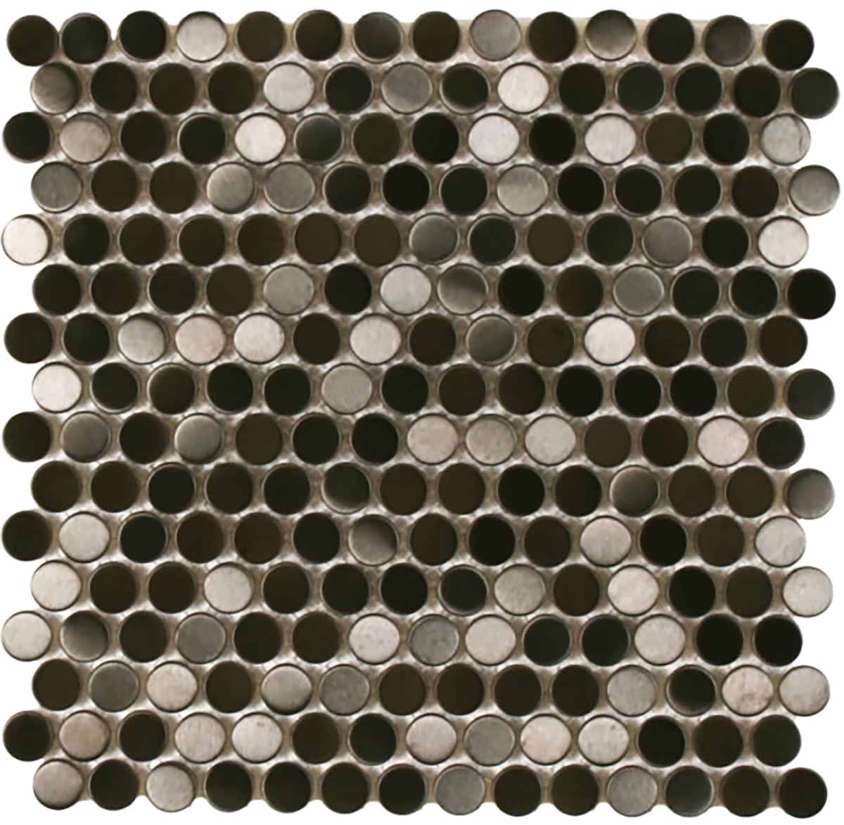 Mosaics Metal Tile Penny Round - Black Stainless Steel Brushed
