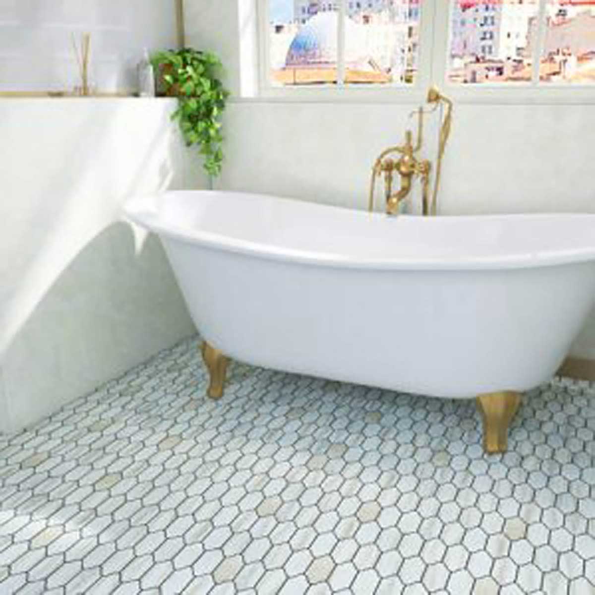 Mini Provenzal Amber matte mosaic floor tile