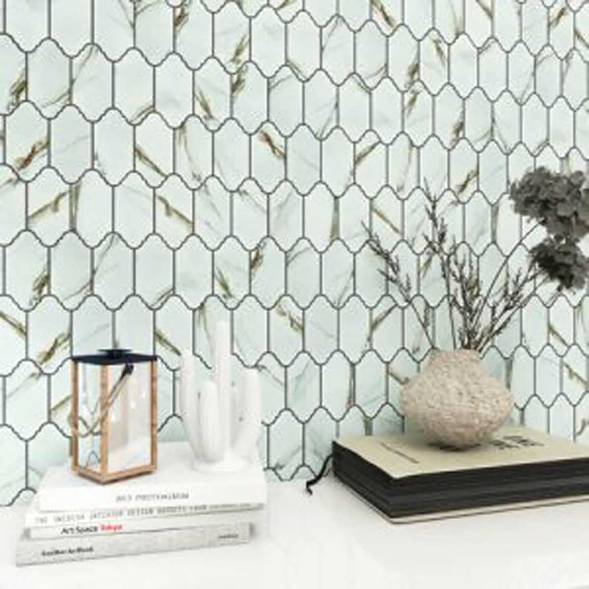 Calacatta porcelain mosaic tile for shower floors