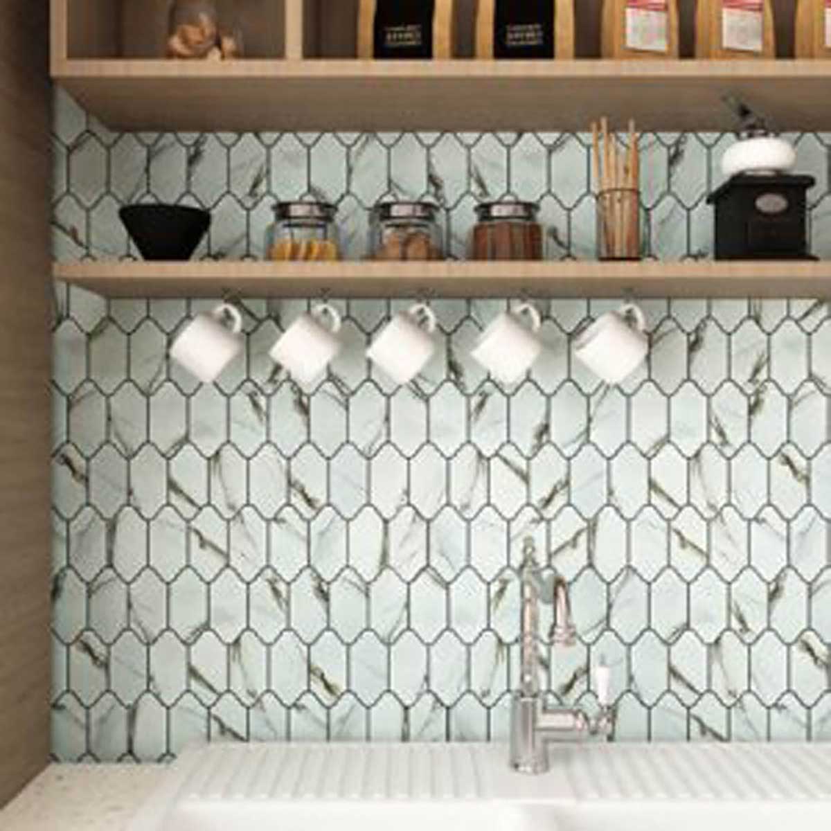 Porcelain mosaic tile for kitchen backsplash installation