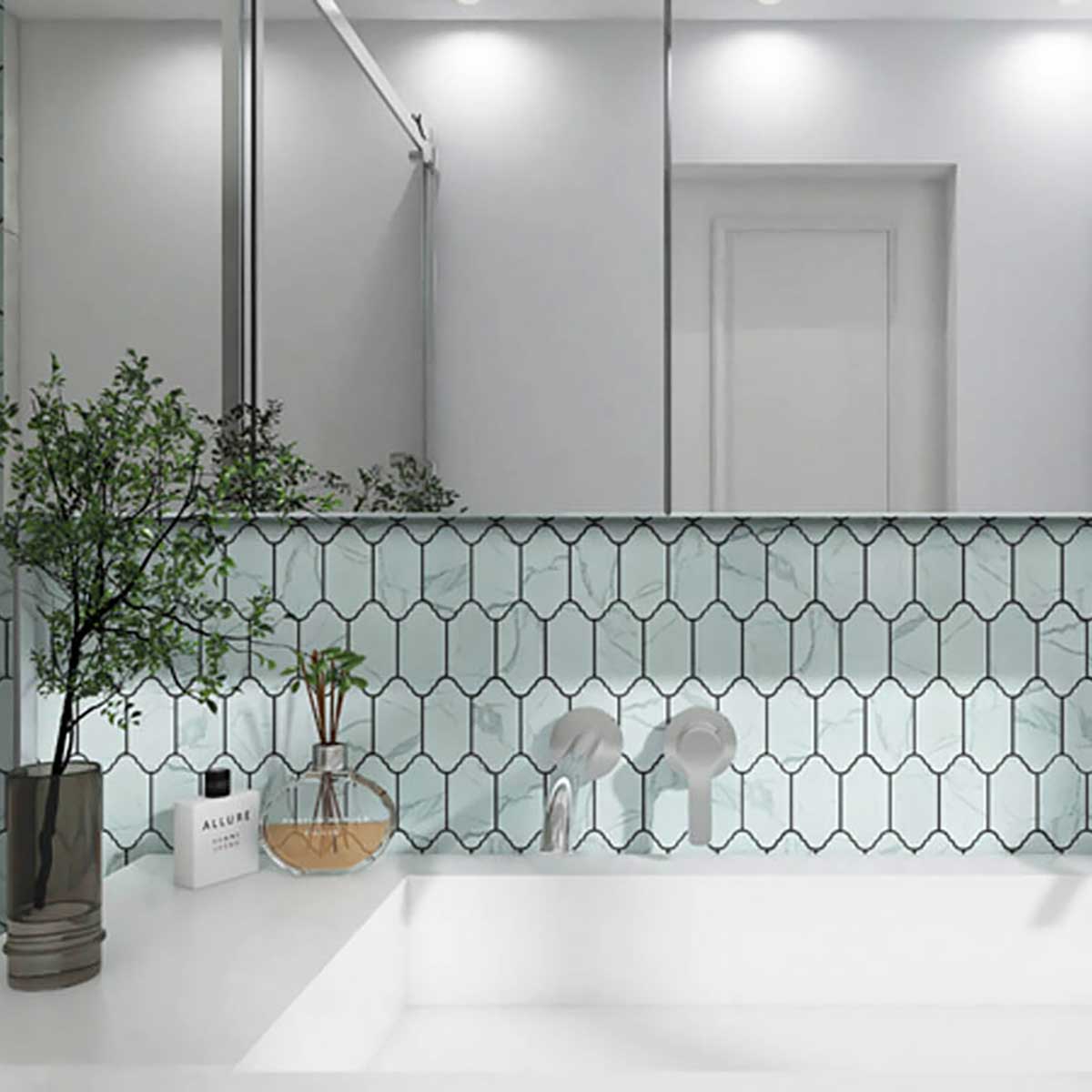 Carrara porcelain mosaic tile for shower floors