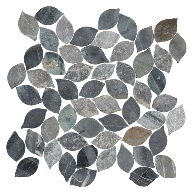 Mosaic Marble Tile Pebbles Leaves Series - Blue Atlas