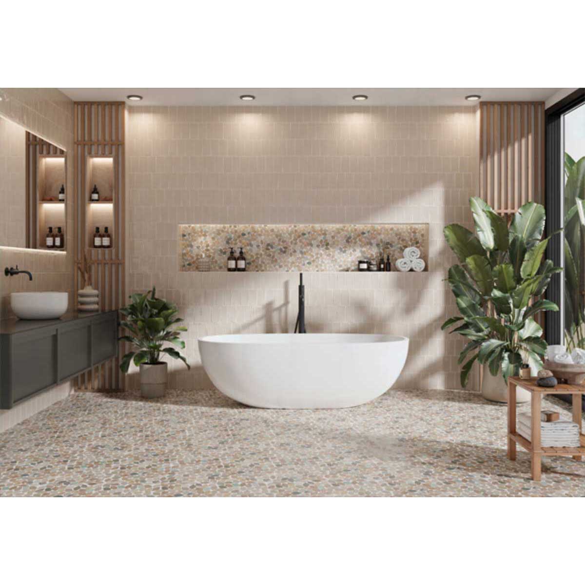 Mosaic Tile Pebbles Leaves Series - Olive