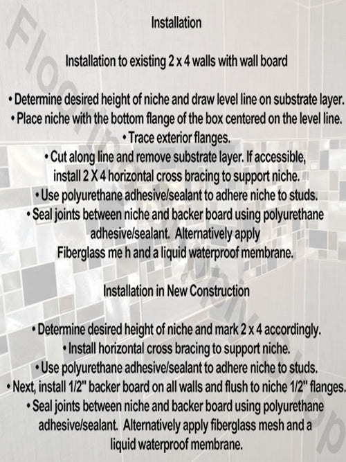 Pre Made Ready to Tile Mega Recess