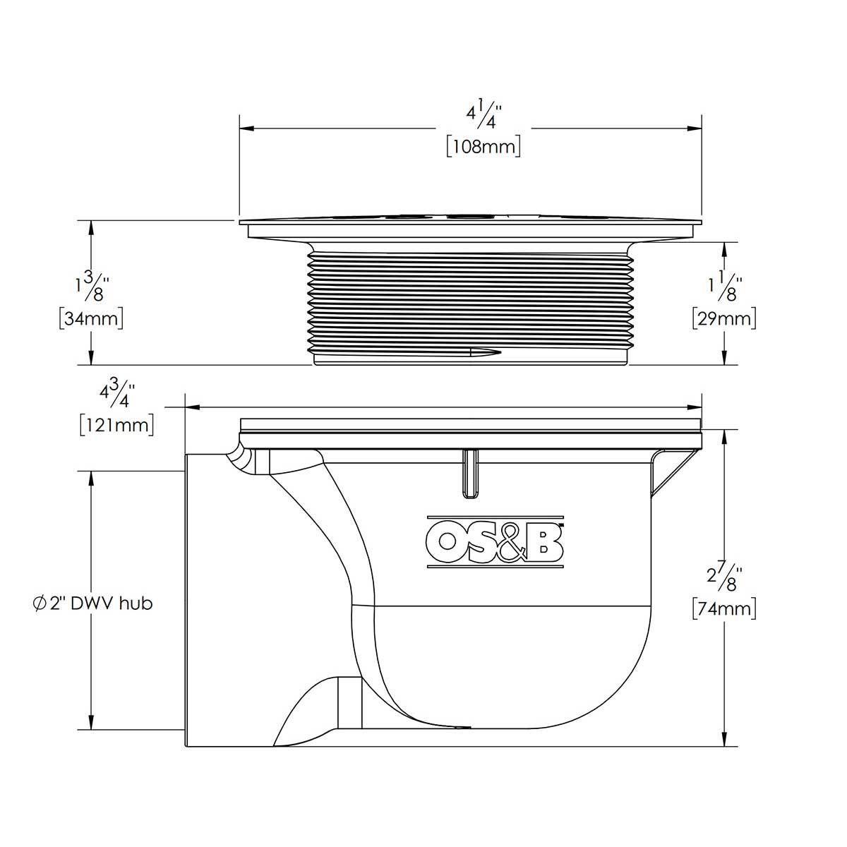 OSB Side Discharge Shower Drain - Diagram