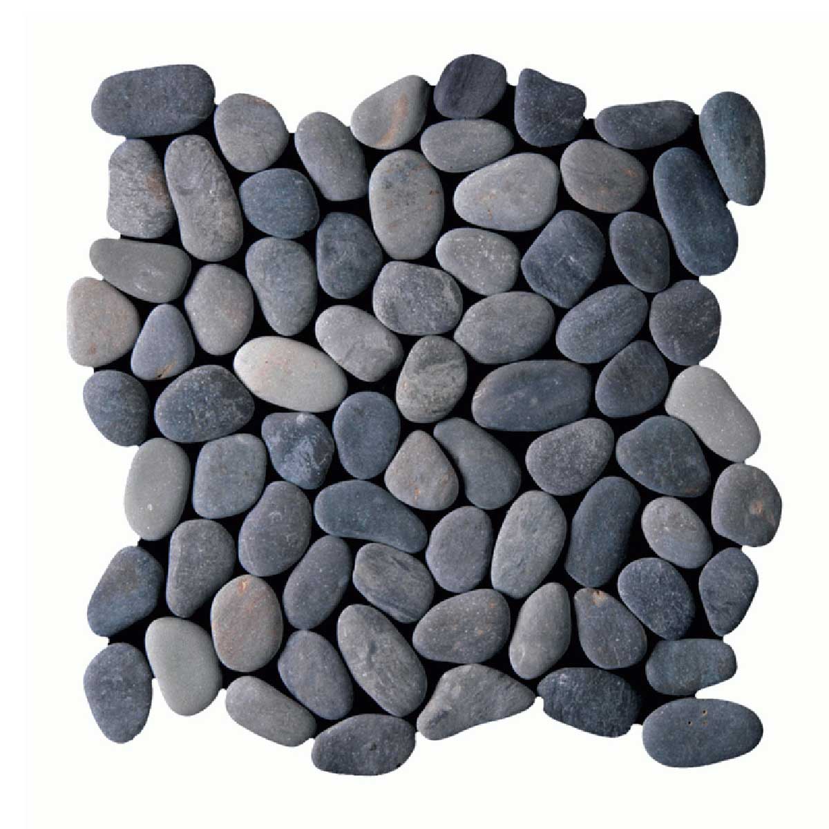 Botany Bay Black pebble stone mosaic tile sheet with natural river rock