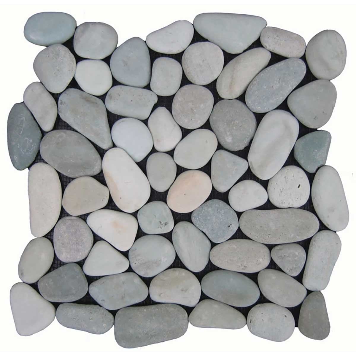Botany Bay Sea Green pebble stone mosaic tile sheet with natural river rock