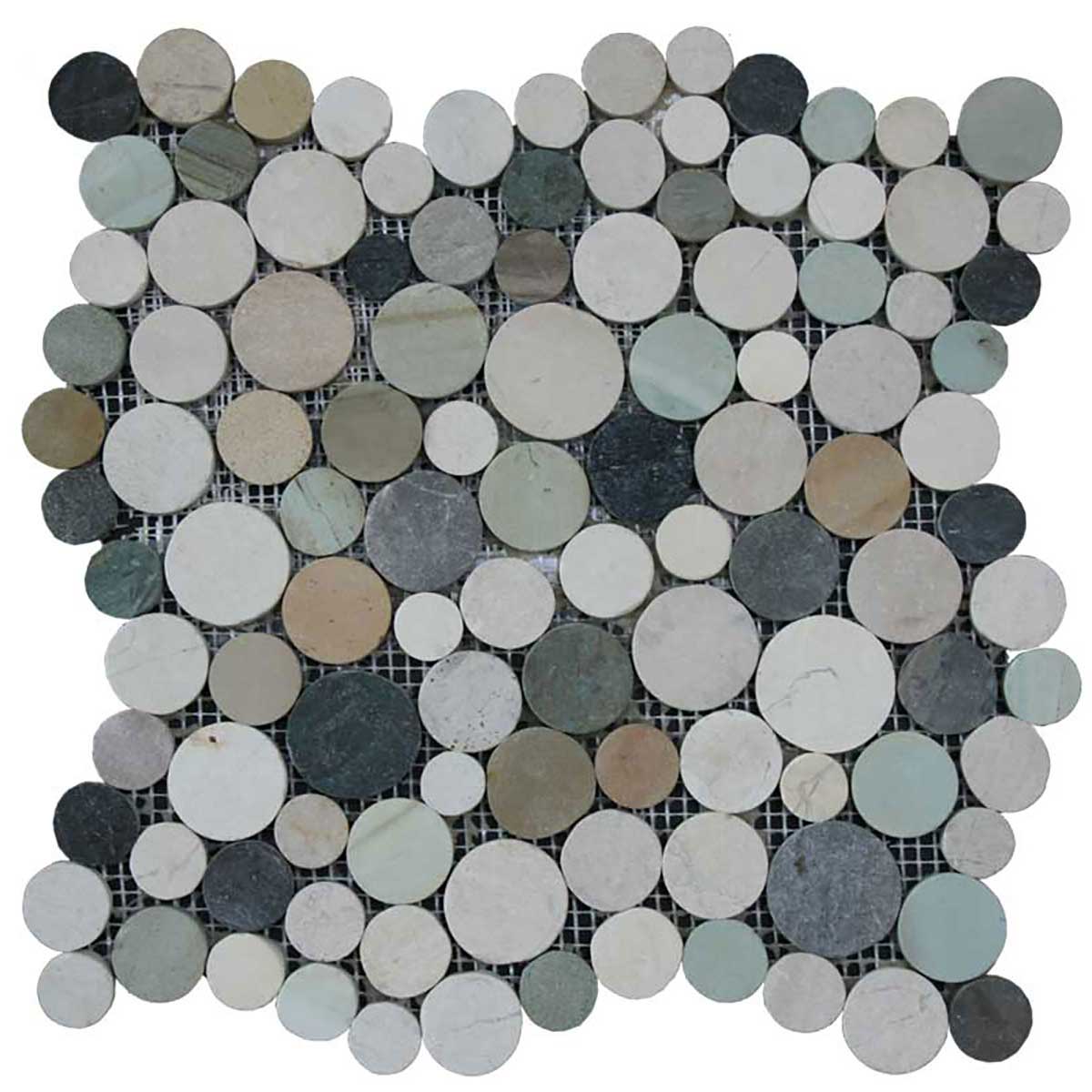Botany Bay Blend stone coin river rock mosaic tile