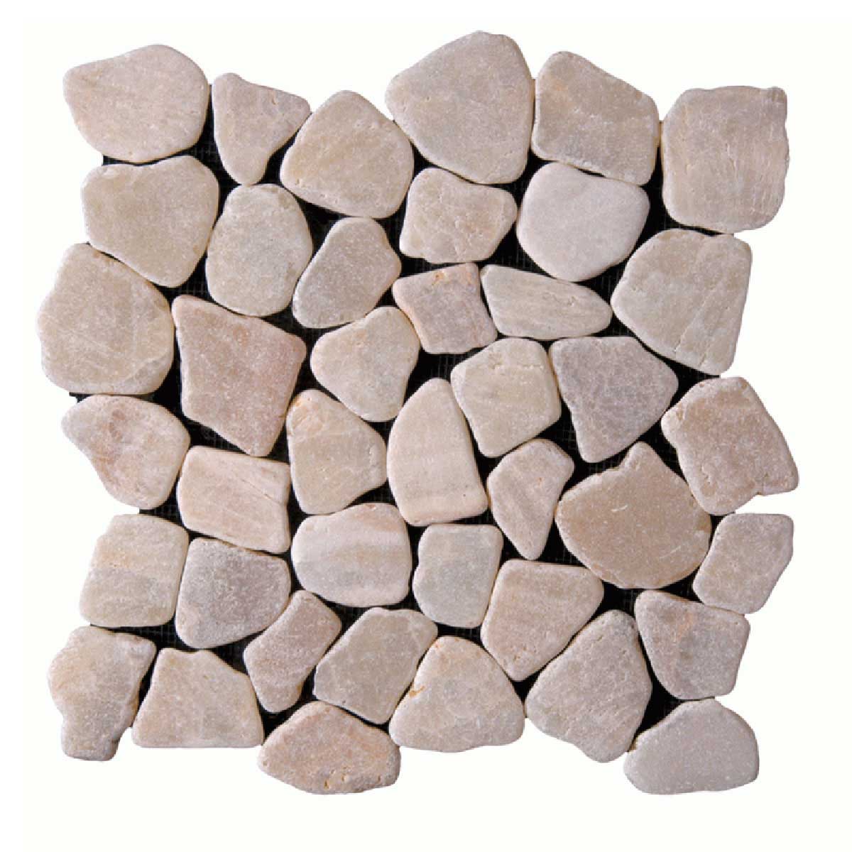 Botany Bay Beige Onyx pebble mosaic tile sheet with natural stone pebbles