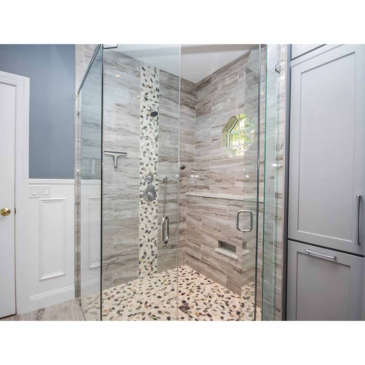 Botany Bay Blend pebble tile for spa shower design