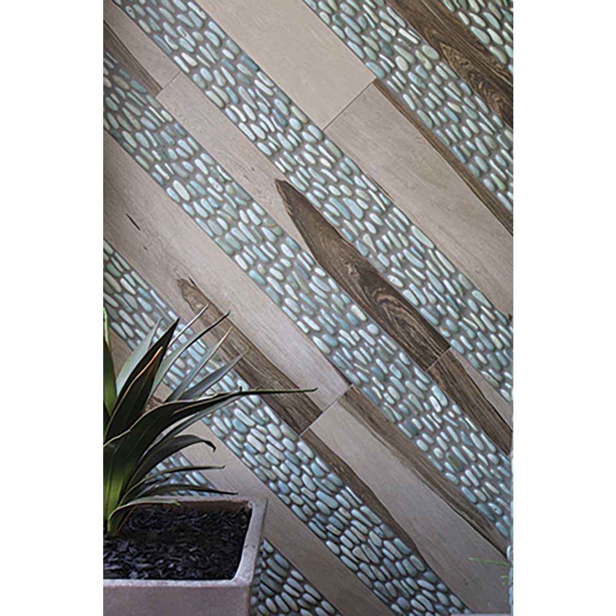 Mesh mounted river rock mosaic tile for bathrooms