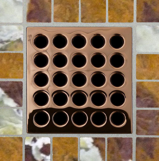 Square Shower Drain Grates Polished Copper PVD