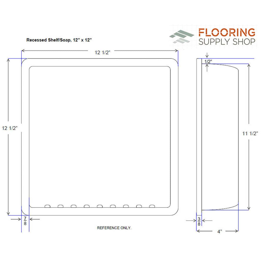 Recessed Shampoo Square Porcelain Black Glossy