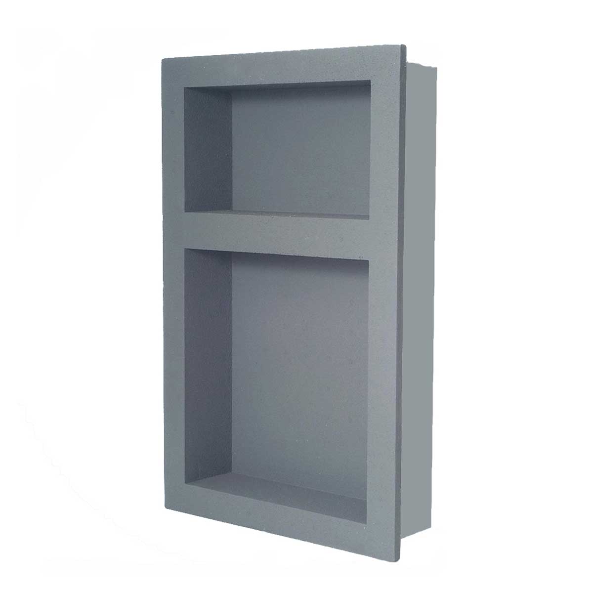 Preformed waterproof shower niche creating custom built-in storage for tiled showers and bathrooms.