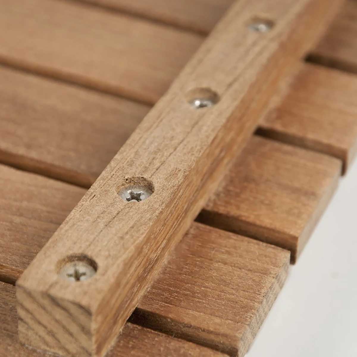 Solid teak support structure with non slip rubber strips