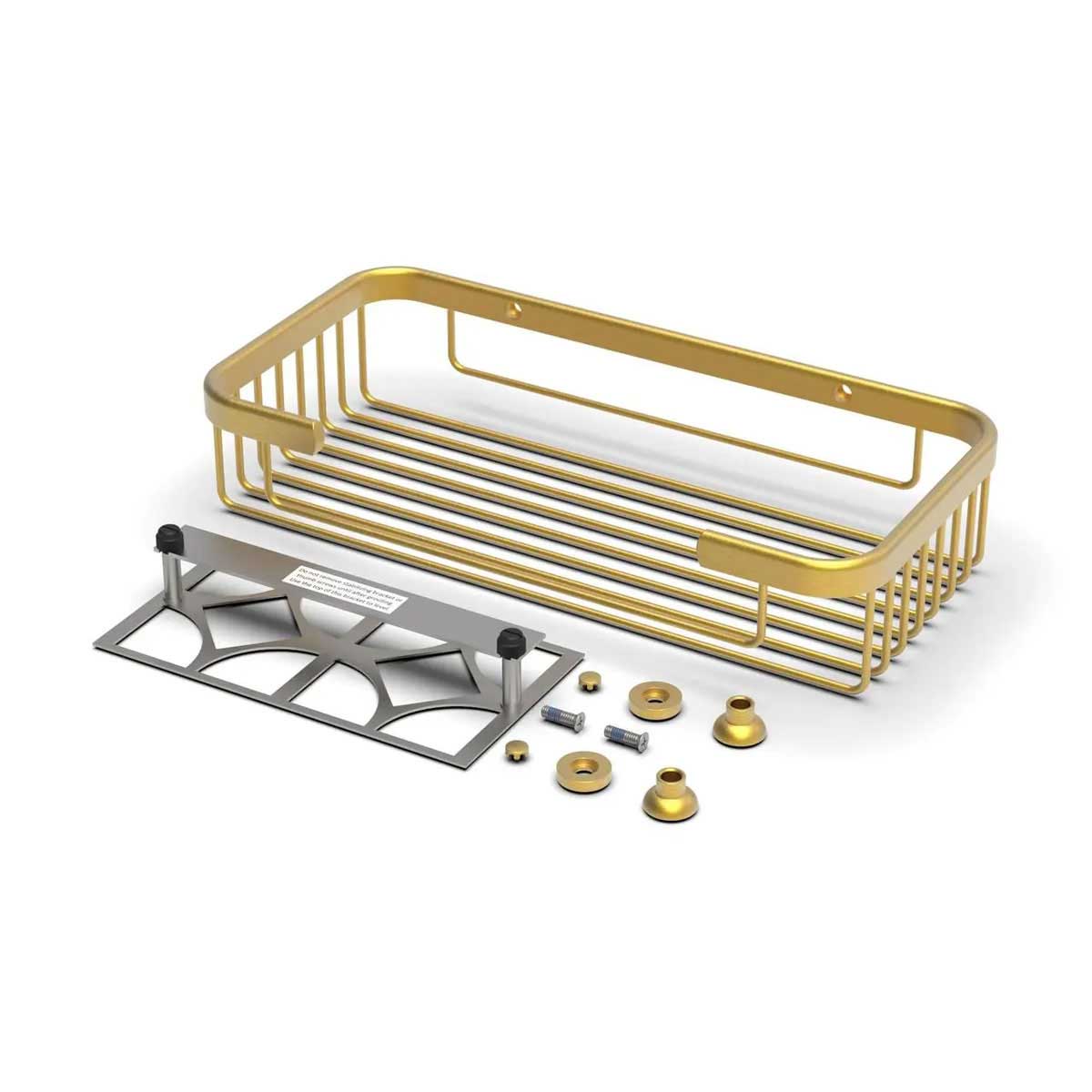 TileWare Promessa Rectangular Soap Basket Large Brushed Gold