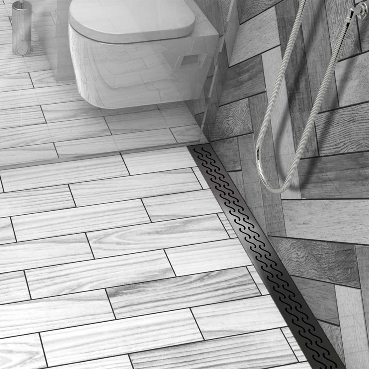 Stainless steel Hawaii shower drain with curved slot grate design