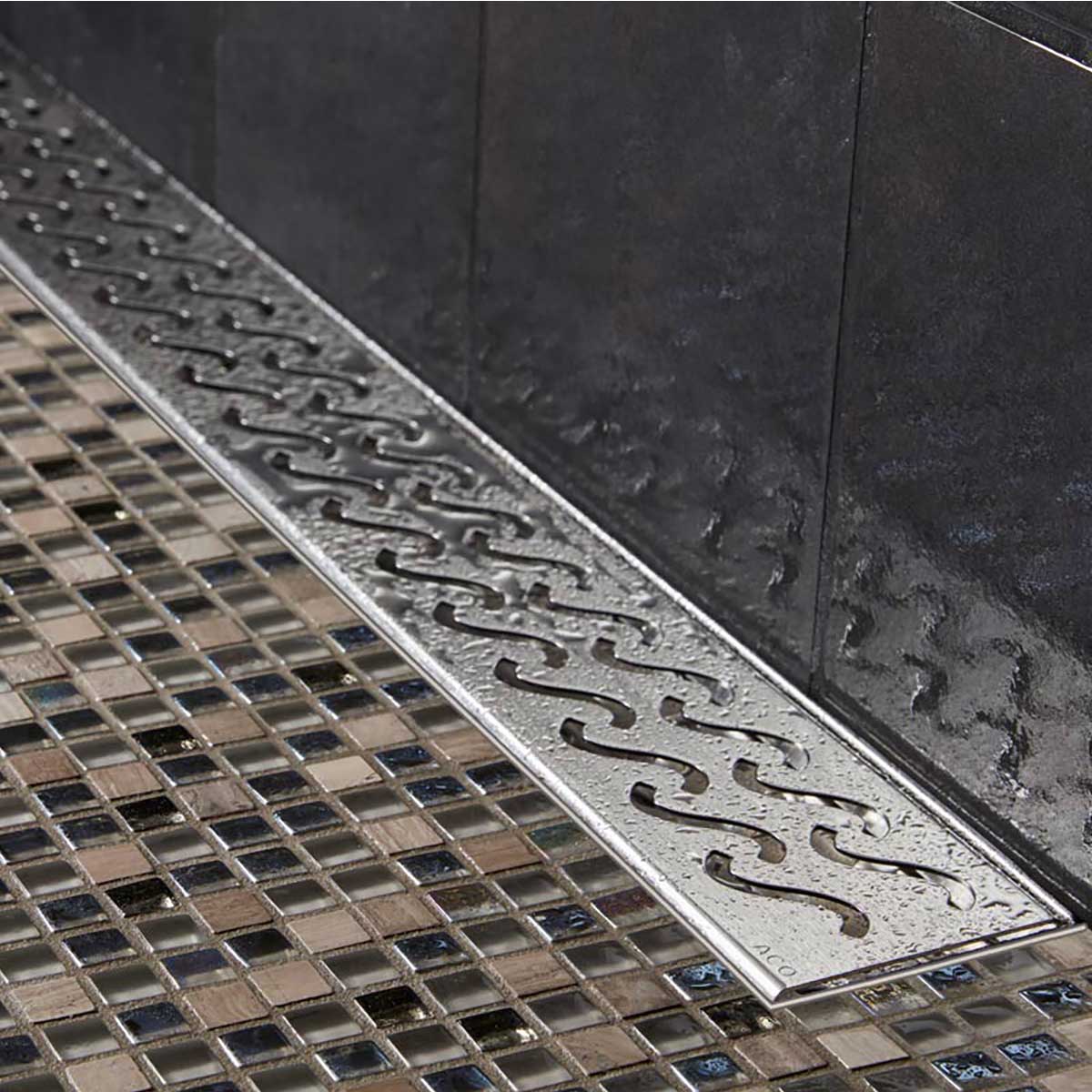 Quartz by ACO Brushed Stainless linear shower drain for curbless shower