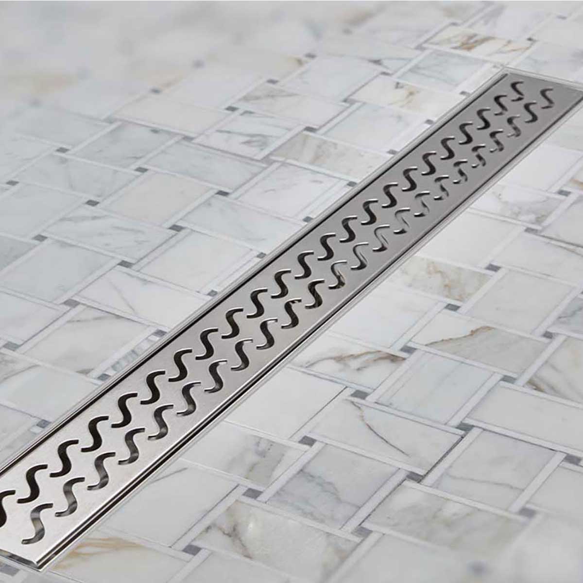 Contemporary Hawaii grate linear drain for tiled shower floor