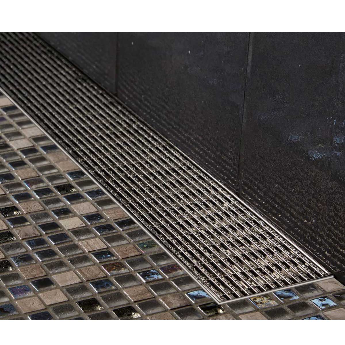 Quartz by ACO Black Nickel linear drain for walk-in showers