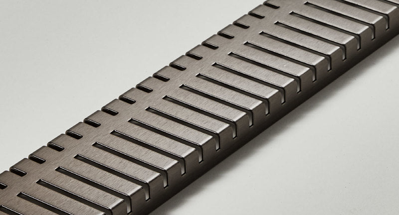 Decorative Piano grate linear shower drain with elegant Black Nickel finish