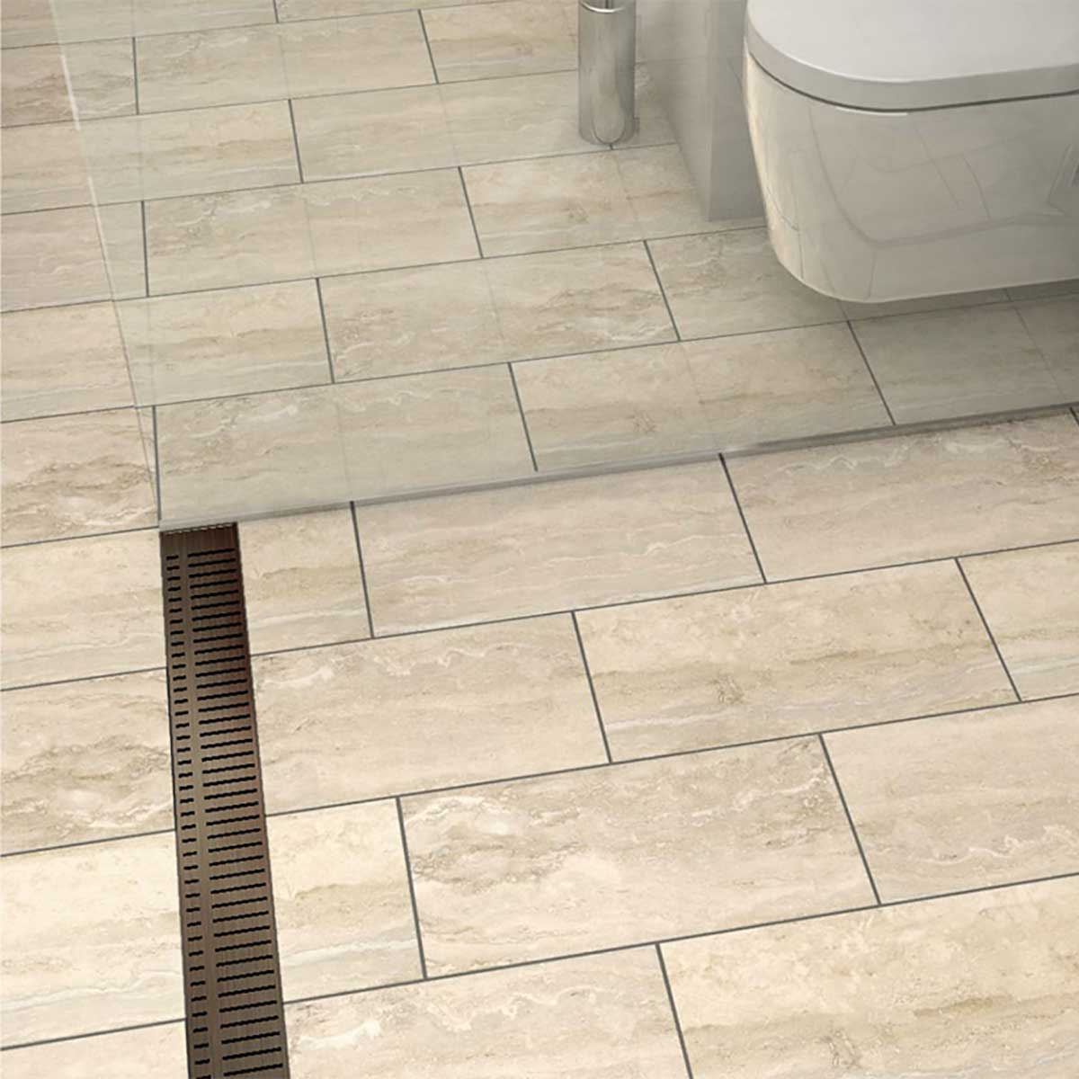Oil-Rubbed Bronze Piano grate linear shower drain for curbless shower installation