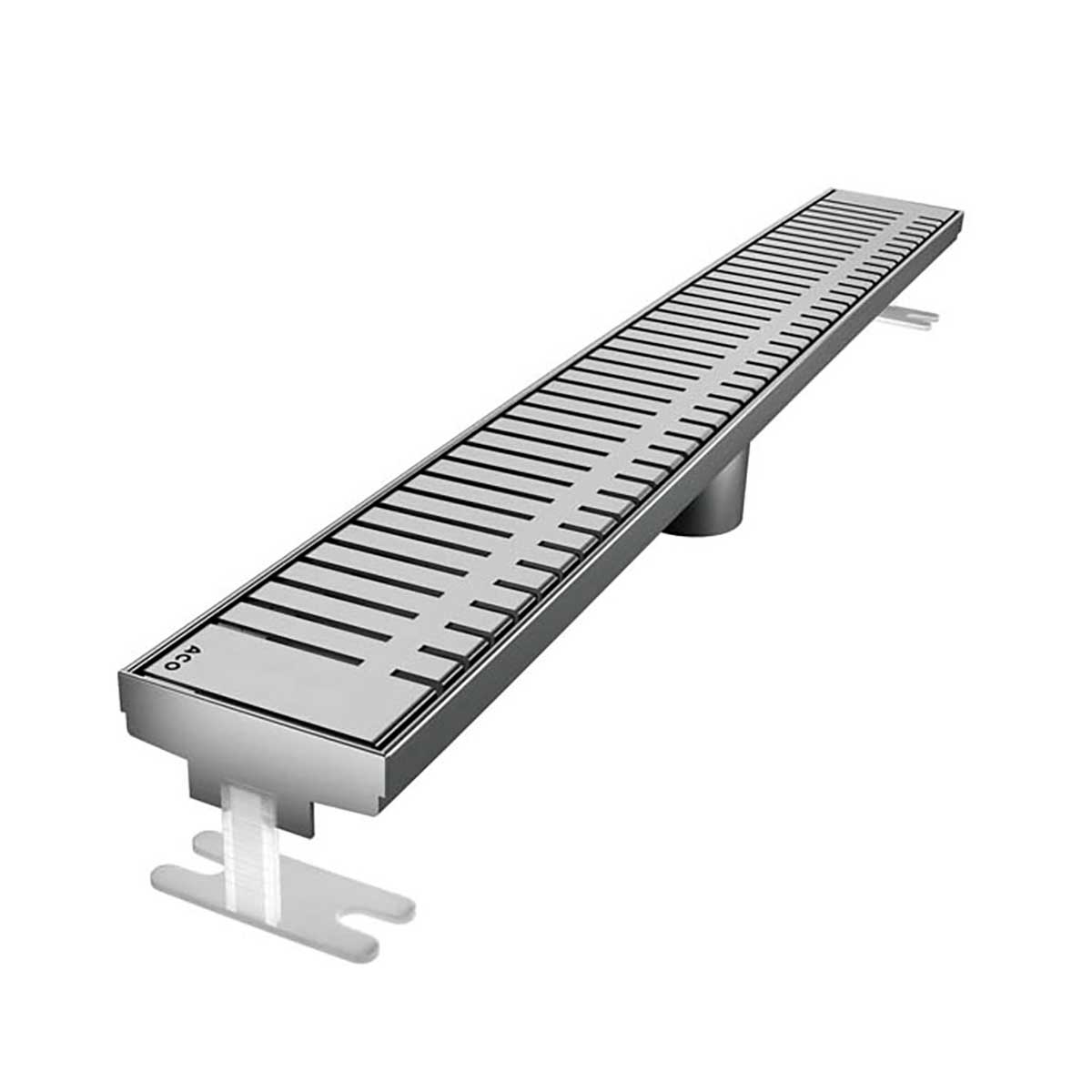 Quartz by ACO Piano linear shower drain with Brushed Stainless grate for modern tile showers