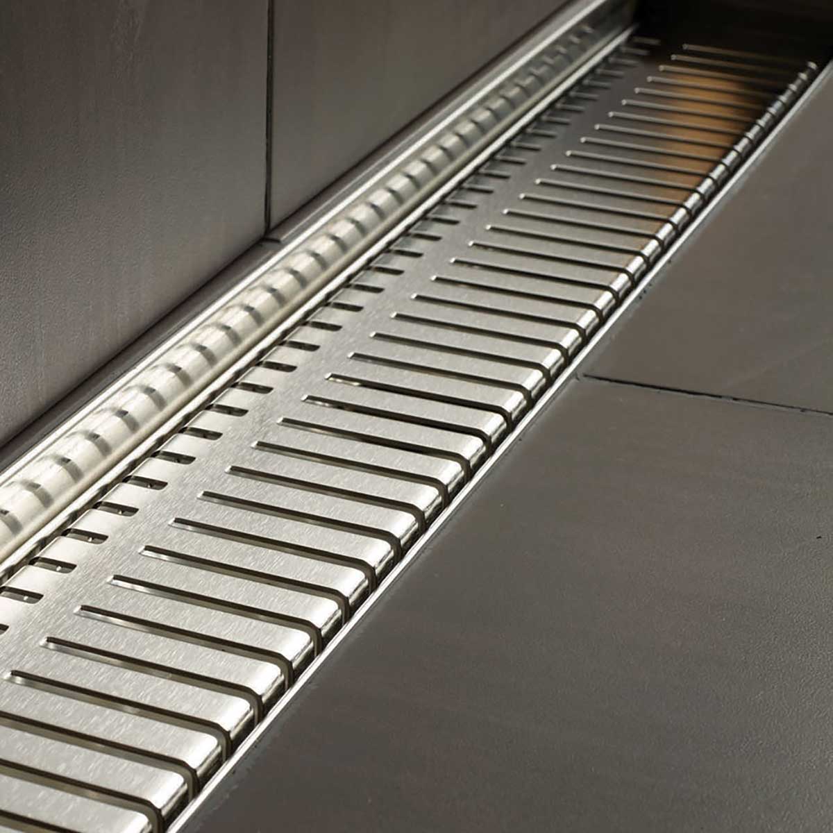 Quartz Piano shower drain in Brushed Stainless stainless steel for residential bathrooms