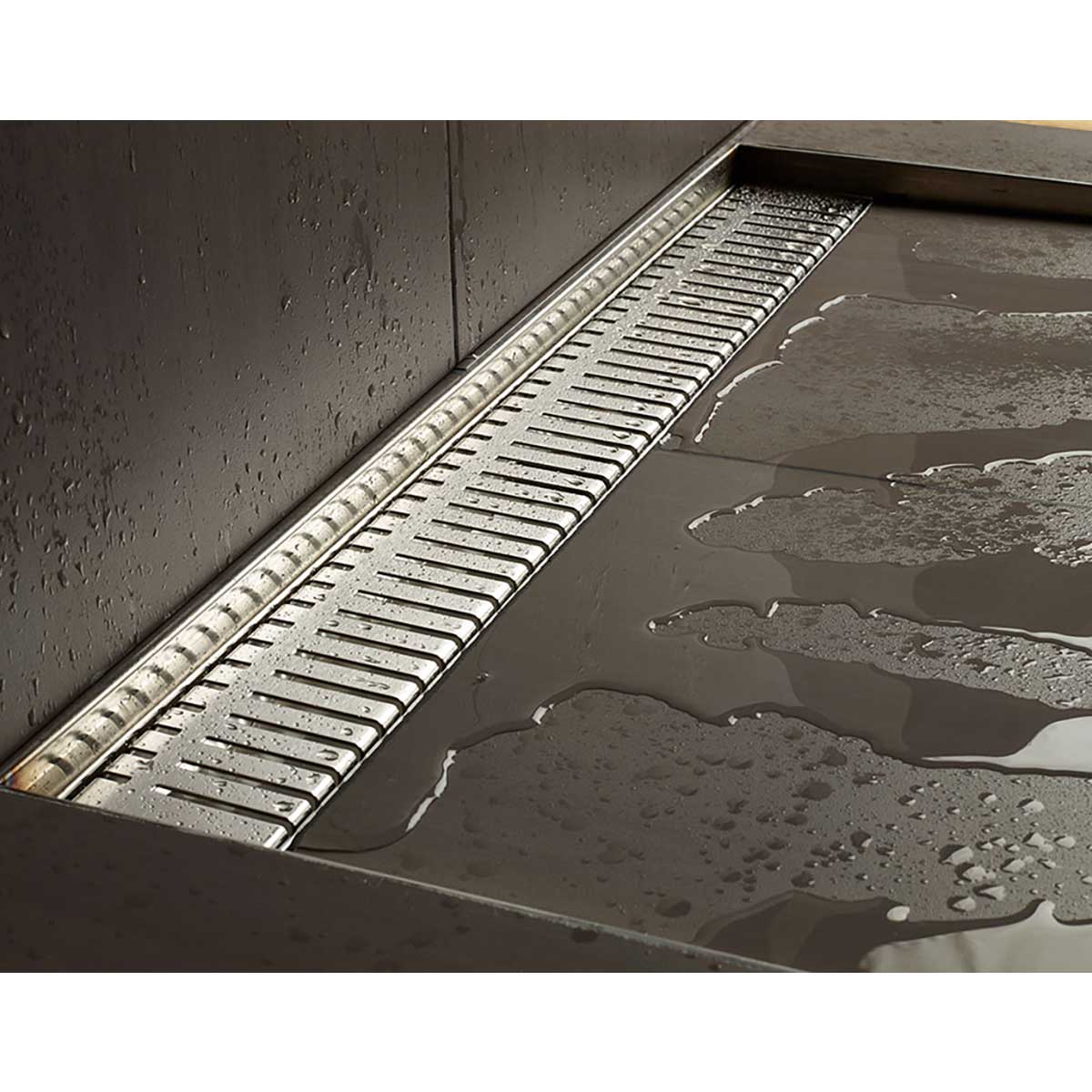 Premium stainless steel Piano shower drain grate in Brushed Stainless finish