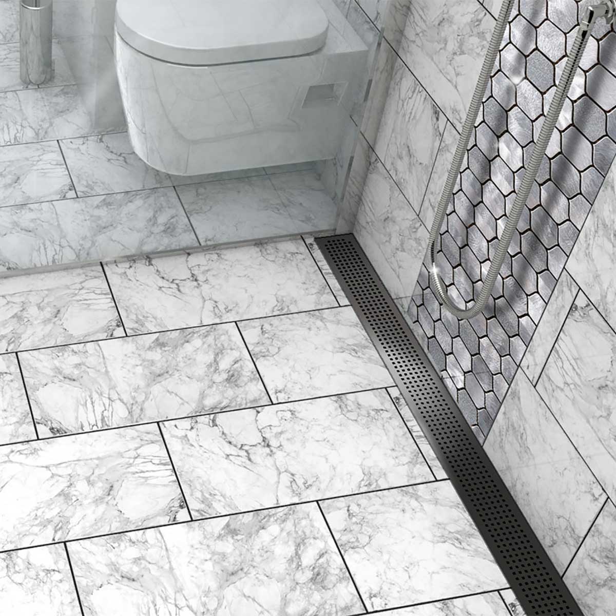 Quartz Linear Shower Drain Quadrato - Black Nickel