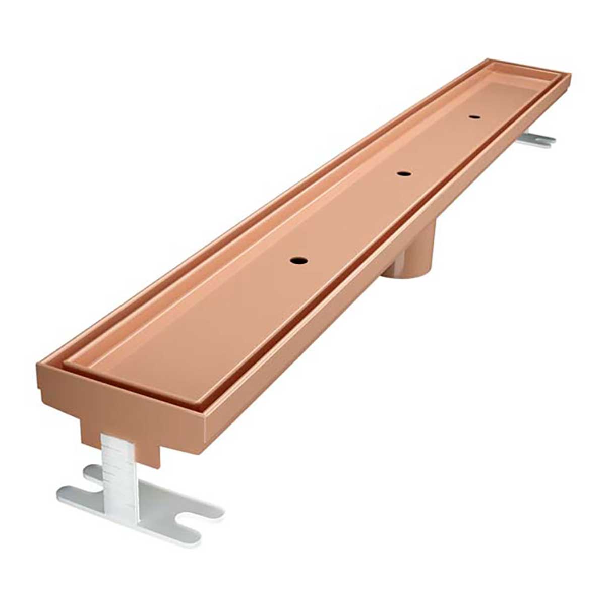 Quartz by ACO tile insert linear shower drain with Rose Gold frame