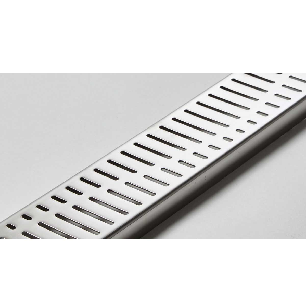 Quartz by ACO Wave decorative linear drain grate with durable Polished Chrome finish