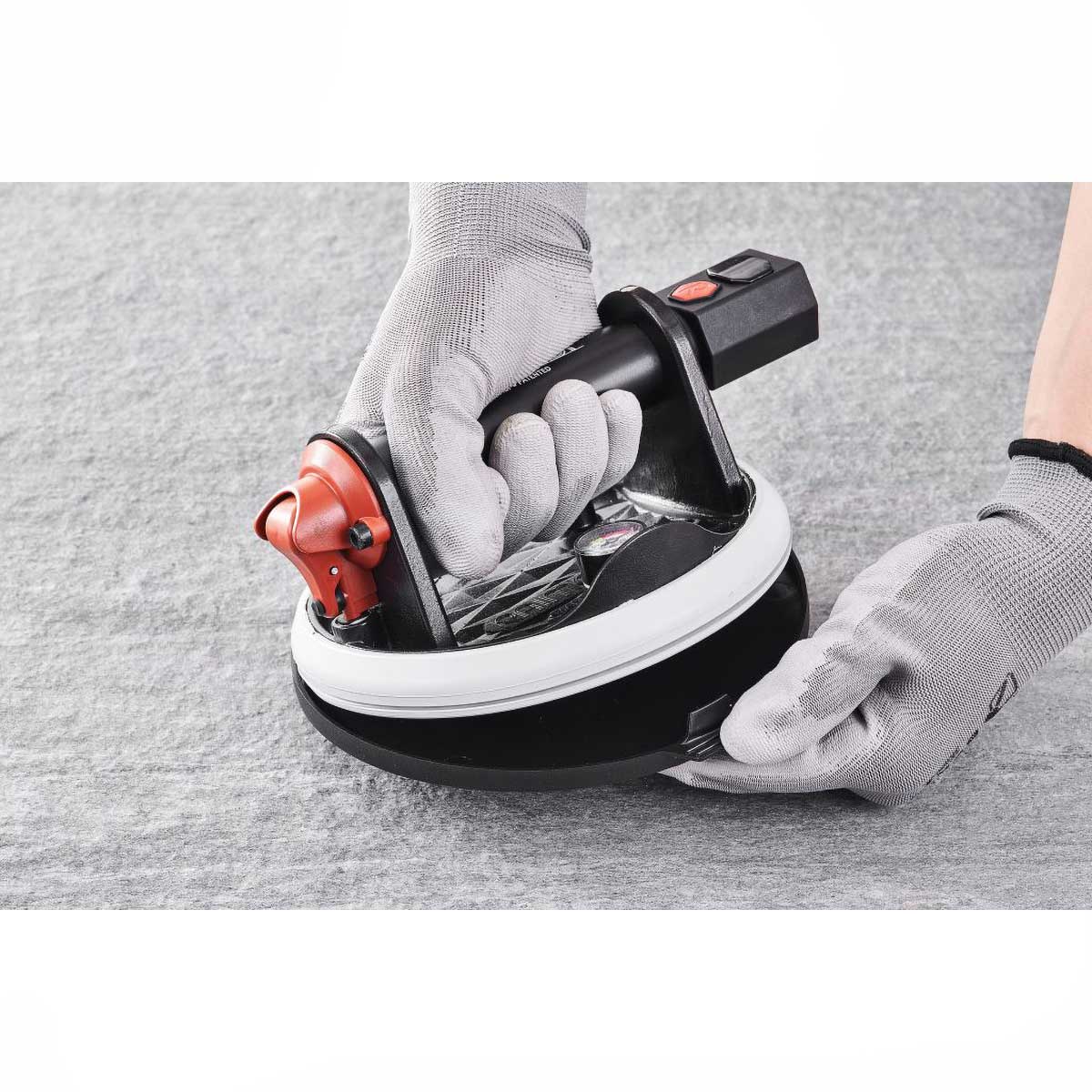 Battery powered suction cup with USB-C charging for professional tile installers
