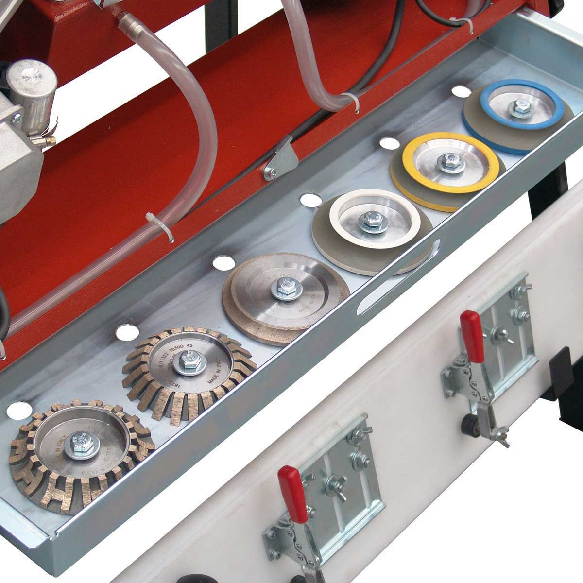 Raimondi Bulldog Advanced Bullnose Machine - BD1WD For profiling-beveling and finishing edges on : Porcelain, ceramic, glass-tile, stone, marble, granite, etc.